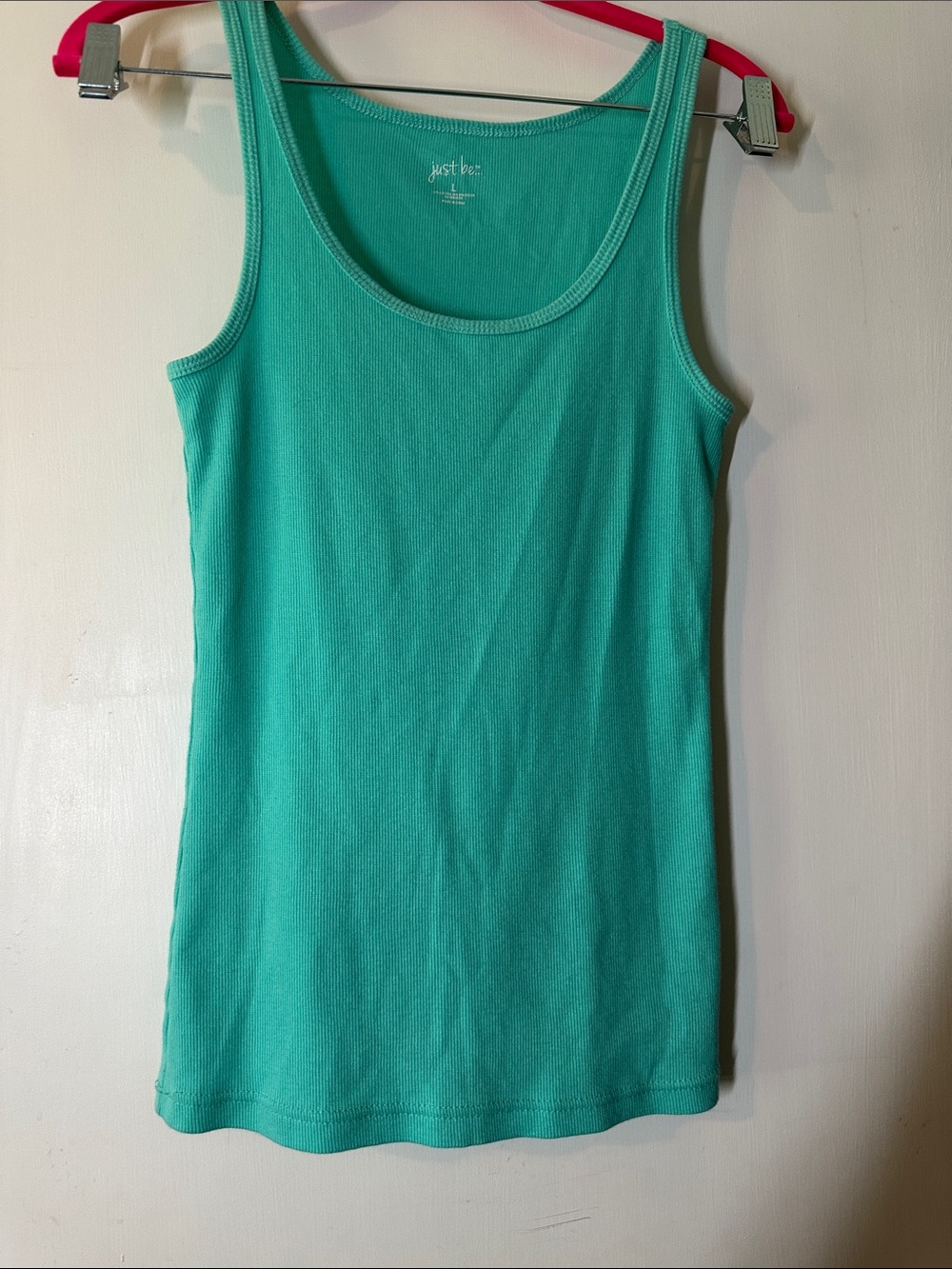 just be Teal Ribbed Scoop Neck Tank Top